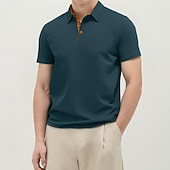 cheap Men's Classic Polo-Men's Cooling Ice Silk Seersucker Polo Shirts Textured Casual Work Lapel Short Sleeve Basic Modern Plain Textured Lightweight Buttons Spring &amp; Summer Blue Navy Blue Cooling Ice Silk Seersucker Polo