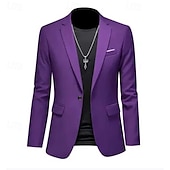abordables Blazers Classiques pour Hommes-Hommes Veste blazer Occasionnel Quotidien Extérieur Élégant Mode Printemps Toutes saisons Poly Couleur Unie Minimaliste Décontracté / Quotidien Droit 1 bouton veste Rose Claire Kaki clair Noir Blanche