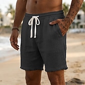 ieftine Vacanţă-Bărbați Pantaloni Scurți Pantaloni scurți de vară Pantaloni scurți de plajă Pantaloni scurți casual Cordon Talie elastică Margine crudă Simplu Confort Respirabil Lungimea genunchiului Casual Zilnic