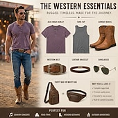 halpa Cowboy &amp; Western Boots-miesten klassiset lännentyyliset cowboy-saappaat – kestävät nahkaiset maalaistyyliset saappaat festivaaleille, ulkojuhliin, livemusiikkitapahtumiin ja rentoon lännenmuotiin