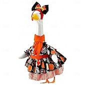ieftine Decorațiuni exterioare-Set costum de gâscă de verandă de Halloween, fustă de dovleac de Ziua Recunoștinței, bandă de susținere, eșarfă și curea (se potrivește unei statui de gâscă de gazon de 23 de inci)