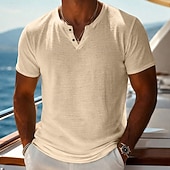 economico magliette di base-Per uomo Maglietta Maglietta a Maglia Manica Corta Scollo a V Estate Tinta unica Testurizzato Moda Leggero Essenziale Lavorato a maglia Puro Casuale Vacanza Streetwear Blu Nero Verde chiaro Maglietta