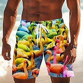  Herren Tiermotiv Papagei Badehosen Badeanzüge Badeshorts Boardshorts Mittlere Taille Hawaiianisch Täglich Strandurlaub Seitentaschen Netzfutter Elastischer Kordelzug in der Taille Designer Bekleidung