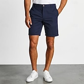 abordables short de travail-Homme Slacks Robe Short Avec Poches Uni Confort Court Occasionnel Quotidien Extérieur Occasionnel bleu marine Micro-Élastique
