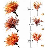 baratos Flores de Outono e Mudas Falsas-18 ramos de flores artificiais de outono para decoração de exteriores, plantas artificiais de seda resistentes aos raios UV, ideais para o Dia de Ação de Graças e Halloween, não desbotam e são