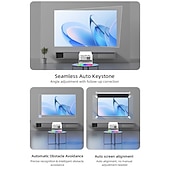 cheap Projectors-Smart Projector with Auto Focus &amp; Auto Keystone, 720P Native Portable Movie Projector with RGB Ambient Light, Bluetooth Speaker, WiFi Screen Casting, 180° Rotatable Home Theater Projector