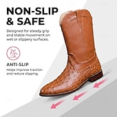 abordables Cowboy &amp; Western Boots-Men's Ostrich Texture Cowboy Boots – Premium Western Leather Boots for Music Festivals, Country Concerts, Outdoor Parties &amp; Bar Nights