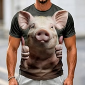  Per uomo Animale Cinghiale Maglietta Manica Corta maglietta Stampa 3D Girocollo Camicia Divertente Casuale Quotidiano Streetwear Bianco Verde militare Grigio Estate Primavera Abbigliamento S M L XL