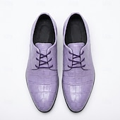 cheap Derby Shoes-Men's Crocodile Pattern Derby Dress Shoes – Elegant Lace-Up Statement Shoes for Weddings, Parties, Banquets &amp; Fashion-Forward Gentlemen