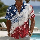 ieftine Patriotice 250 tricouri-2026 250th Camasa pentru Barbati cu Steagul American Camasa de Vara Camasa cu Buton Camasi cu Maneca Scurta Patriotica Activitati in Aer Liber Festival Vara Primavara Curea Guler Albastru Albastru 3