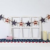  Ghirlanda vintage patriottica in legno con stelle, decorazioni da appendere per il 4 luglio, festone rustico con bandiera americana per il giorno dell'indipendenza, il Memorial Day, la mensola del