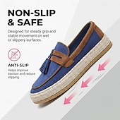 cheap Slip-On Casual Shoes-Men's Blue Tassel Espadrille Loafers – Lightweight Slip-On Resort Shoes, Old Money Casual Footwear for Cruises, Beach Vacations and Weekend Getaways