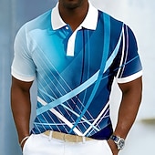  Per uomo Geometrico Linea Polo Sportivi Manica Corta Magliette polo Camicie con Colletto Casual Athleisure Stampa 3D Bottoni Tessuto retato traspirante Primavera & Estate Blu Rosso Verde