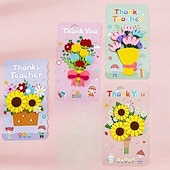  4 biglietti di ringraziamento per insegnanti, biglietti di ringraziamento fai da te con fiori in feltro 3D per la festa degli insegnanti, la laurea, il ritorno a scuola, assortiti biglietti di auguri