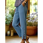  Dames Recht Stijlvol Casual Enkellengte Middelhoge taille Effen Kleur Lapwerk Comfort Inelastisch Vakantie Formeel blauw kurkuma Rouge Zwart Zomer Lente
