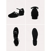 economico Scarpe da ballo di sala e danza moderna-scarpe da ballo da sala nere da donna con suola in pelle scamosciata - tacco basso, comode e antiscivolo scarpe da ballo latino per esercizi con cinturini