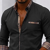 economico Camicie eleganti da uomo-Da uomo Camicia Camicia elegante Camicia con Bottoni Bianco Nero Rosa Blu marino Manica Lunga Blocco di colori Bavero Casuale Quotidiano Tasca Frontale Abbigliamento Moda Casual Confortevole