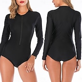 economico Rash Guards Interi-Per donna Costume da Bagno Rash Guard Tinta unita Cerniera Frontale Protezione Solare UV UPF50+ Asciugatura Rapida Manica Lunga Body costume da bagno Surf Spiaggia Sport Acquatici Estate