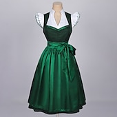 abordables Ensemble Dirndl-Oktoberfest Robe Dirndl Ensemble Dirndl Blouse Dirndl Longueur midi Tablier aspect satiné Femme de ménage Allemand Alpin Patrimoine Prairies Femmes Carnaval Fête de la Bière Tissu de style