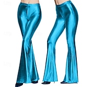 abordables Fondos-Años 80 Hip hop Los pantalones de campana Disfraz de Abba Pantalones acampanados Disco Color sólido Disfraz Mujer Disfraz de carnaval Carnaval Discoteca Rendimiento Desfile del orgullo Adulto