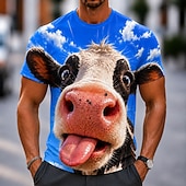  Men's Animal Cows T Shirt Short Sleeve T shirt 3D Print Crew Neck Shirt Funny Casual Daily Street Blue White Blue 1# Summer Spring Clothing Apparel S M L XL 2XL 3XL