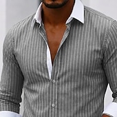 economico Camicie Button Down da uomo-Per uomo Camicia elegante Camicia button-down Camicia a righe Camicia con Colletto A righe Quotidiano Affari Rosa Blu marino Blu Grigio Manica Lunga Collo ripiegato Tutte le stagioni Abbigliamento
