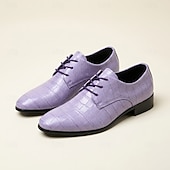 cheap Derby Shoes-Men's Crocodile Pattern Derby Dress Shoes – Elegant Lace-Up Statement Shoes for Weddings, Parties, Banquets &amp; Fashion-Forward Gentlemen