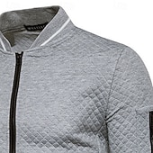 abordables Sweat-shirts basiques-Homme Sweat-shirt Sweat-shirt entièrement zippé bleu marine Gris Clair À capuche Uni Texturé Occasionnel Quotidien Sport &amp; Loisir Streetwear Frais Vêtements de sport Printemps &amp; Automne Vêtement Tenue