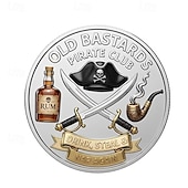 abordables 250e Anniversaire des États-Unis-Pièce de défi du club des vieux pirates, pièce de collection de pirate squelette, pièce commémorative de membre à vie, cadeau souvenir de pirate amusant pour hommes, collectionneurs et passionnés de