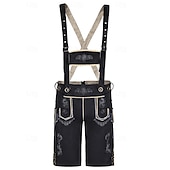 cheap Lederhosen Set-Oktoberfest Bundhosen Shorts Lederhosen Above Knee Embroidered German Alpine Heritage Wiesn Men's Carnival Beer Festival Traditional Style Cloth
