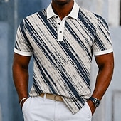  Bărbați Bloc Culoare Geometică Tricouri polo Manșon scurt Tricouri de polo Cămăși cu guler Casual Îmbrăcăminte Atletică Purtare Zilnică Imprimare 3D Nasturi Material Plasă care Respiră Primavara vara