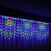  3 luci a stringa a LED a rete con pavoni per la celebrazione del 250° anniversario dell'indipendenza, luci fatate colorate da esterno da 3,5 m per decorazioni da giardino per il 4 luglio e il Memorial Day.