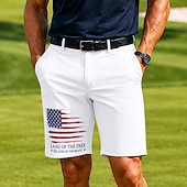  4th of July 2026 250th Men's Star American US Flag Bermuda Shorts Casual Shorts Golf Shorts Mid Waist Business Casual Work Golf Festival Flat Front Shorts with 4 Pockets Designer Clothing Apparel