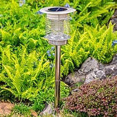 abordables Lampe anti-insectes-Piège à moustiques solaire d'extérieur en acier inoxydable, résistant aux insectes volants et étanche, idéal pour la terrasse, le jardin ou la cour.