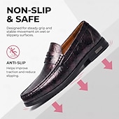 cheap Loafers-Men's Vintage Penny Loafers, Slip-On Business Casual Dress Shoes, Classic Comfort Shoes for Music Festival, Parties, Office, Daily Wear