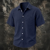 abordables Clásico-Hombre Camisa Camisa de verano Ropa de playa Camisa casual Abotonar la camisa Color sólido Casual Vacaciones Vino Azul cielo Caqui Azul Oscuro Manga Corta Cuello Camisero Verano Primavera Ropa