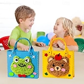 abordables Regalos-Bolso de mano creativo para pintar con hilo para niños, paquete de 3/6 bolsos de fieltro con animales surtidos al azar, bolso de mano de costura hecho a mano, arte educativo &amp;Actividad manual, lindos