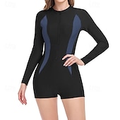 tanie Rash guardy One Piece-Damskie Docieplacze Stroje kąpielowe One Pieces Blokowanie kolorów Zapiąć na zamek błyskawiczny Ochrona UV Elastyczny Długi rękaw Kąpielówki Surfing Plaża Wakacje Lato