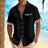ieftine Patriotice 250 tricouri-Tricou Bărbătesc cu Steagul American US 250 de ani Tricou de Vară Tricou cu Buton Tricou cu Mâneci Scurte Patriotic Daily Outdoor Sărbătoare Vară Primăvară Tăiat 3D Print Cu Un Ciorchine Ca Un Tricou