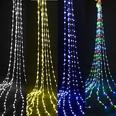 preiswerte Vorhang- und Eiszapfenlichter-3M Lichterketten 320 LEDs 1 Stück Warmweiß Weiß Blau Kreative Lichterketten Festtagslichter Fenster- / Vorhang- / Eiszapfenlichter Halloween Innenbereich Wasserdicht 110-240 V