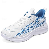 ieftine Adidași casual-Pantofi sport de alergare albi-albaștri pentru bărbați, pantofi sport cu șireturi, pantofi sport ușori, cu pernă, pentru sală, antrenament, exterior