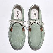 Недорогие Повседневные туфли на шнуровке-Men's Mint Green Casual Loafers, Lace-Up Comfort Walking Shoes, Lightweight Soft Sole Shoes for Travel, Daily Wear, Outdoor Activities
