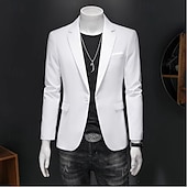 abordables Blazers Classiques pour Hommes-Hommes Veste blazer Occasionnel Quotidien Extérieur Élégant Mode Printemps Toutes saisons Poly Couleur Unie Minimaliste Décontracté / Quotidien Droit 1 bouton veste Rose Claire Kaki clair Noir Blanche