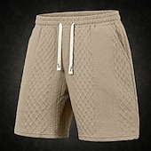 abordables Bermudas estilo casual-Hombre Pantalón corto Pantalones cortos de verano Pantalones cortos casuales Jacquard Con Texturas Plano Comodidad Transpirable Sobre la Rodilla Casual Exterior Playa Vacaciones Moda Blanco Caqui