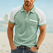 ieftine Polo clasic pentru bărbați-Bărbați Tricou polo Ice Silk seersucker Texturat Casual Vacanță Răsfrânt Manșon scurt Modă De Bază Peteci Ușor Nasturi Primavara vara Albastru piscină Negru Trifoi Tricou polo Ice Silk seersucker