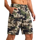 cheap Holiday-Men's Lightweight Cargo Shorts Comfort Waist Tactical Cargo Shorts Casual Shorts Drawstring Elastic Waist Multi Pocket Camouflage Quick Dry Knee Length Casual Outdoor Streetwear Fashion Streetwear