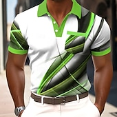  Per uomo Geometrico Linea Polo Manica Corta Magliette polo Camicie con Colletto Casual Athleisure Stampa 3D Bottoni Primavera & Estate Blu Viola Marrone