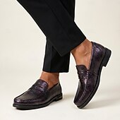 cheap Loafers-Men's Vintage Penny Loafers, Slip-On Business Casual Dress Shoes, Classic Comfort Shoes for Music Festival, Parties, Office, Daily Wear