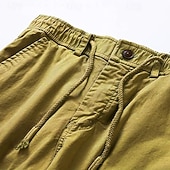 お買い得  Classic-Men's Cargo Shorts Shorts Summer Shorts Drawstring Elastic Waist Multi Pocket Solid Color Plain Comfort Wearable Short Casual Daily Outdoor Fashion Casual Khaki Black Inelastic
