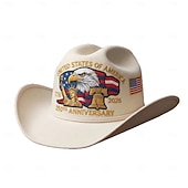abordables 250 Aniversario de los EE. UU.-Sombrero vaquero con águila y bandera estadounidense del 250 aniversario, sombrero western patriótico bordado para hombres y mujeres, regalo de celebración del 250 aniversario, sombrero vaquero del